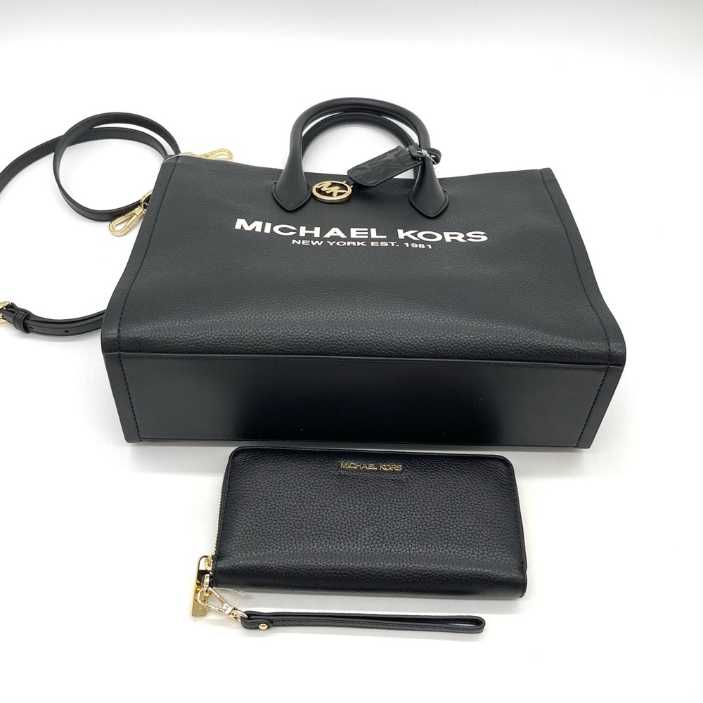 Michael Kors Mirella Medium EW Tote Bag & Continental Wallet Wristlet Bl… - Picture 4 of 11